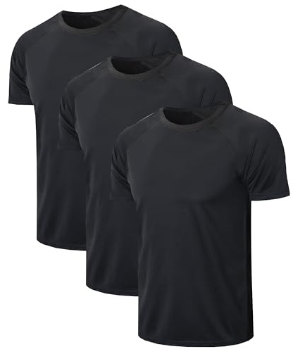 YUSHOW 3er Pack Sport Tshirts Herren Funktionsshirt Schnelltrocknend Mesh Atmungsaktive Sportshirt Kurzarm Trainingsshirt Fitness Laufshirt t Shirts Männer,Schwarz(3er Pack),XL