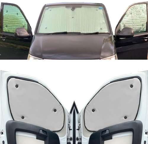 Thermal Blinds Compatible With VW Transporter T5.1 (Years 2010-2015) (Full Set SWB With Barn Doors) With Backing Colour in Light Grey, Reversible
