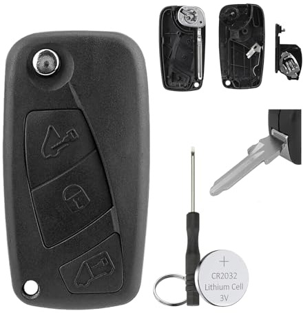 GZXNKEY Funda para llave con tapa de 3 botones para Iveco Daily MK4 2006 2007 2008 2009 2010 2011 con destornillador GT10 batería CR2032