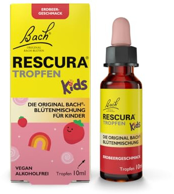 Bach RESCURA Kids Bach Flower Drops Strawberry Flavour, 10 ml, Bach Flower Mix for Children, Formerly Rescue the Original