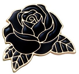 IMINI Niedliche schwarze Rosen-Brosche, kleine Brosche, Anstecknadeln für Damen und Herren, schöne Valentinstagsbrosche, Anstecknadel, Hut, Tasche, Kleidung, Accessoire, Schmuck, Geburtstagsgeschenk