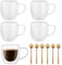 GBACHOOSE 6 vasos de café de doble pared con asa, 250 ml, tazas de café de doble pared y vasos de cristal para café con leche, capuchino, zumos, espresso