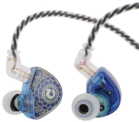LINSOUL TANGZU Wan'er S.G HiFi 10 mm driver dinamico in PET a membrana con forma ergonomica, cavo intrecciato OFC a 2 pin rimovibile per musicisti audiofili (blu, con microfono