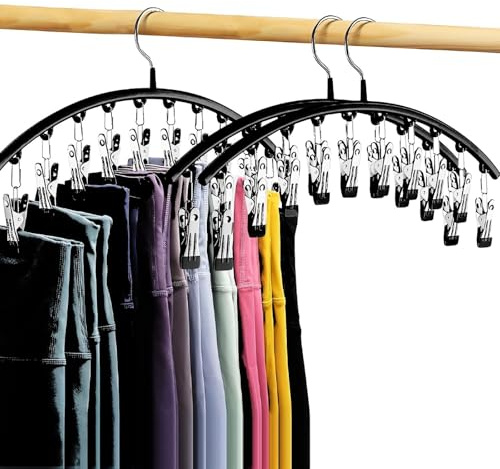 SHUESS 3 Stück Hosenbügel Platzsparend, Metall Kleiderbügel mit starken Antirutsch Clips, Hosenbügel Klemmbügel, Hangers Hosen Organizer Hosenhalter für Kleiderschrank Röcke Mützen Leggings