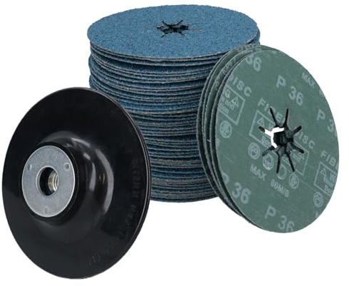 115mm 36 Grit Fibre Zirconium Abrasive Discs Sanding Grinding 50pc with Holder