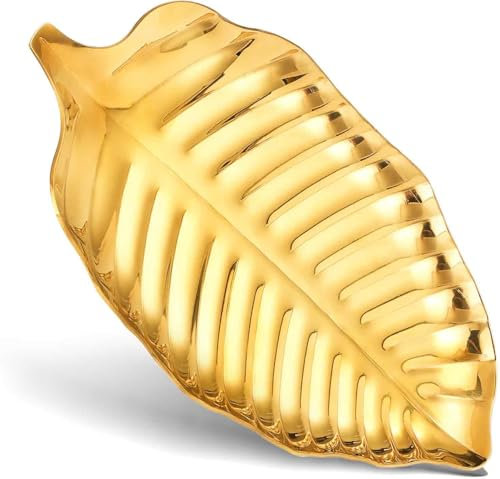 AJinacious Gold Leaf Spoon Rest, Stainless Steel Spoon Holder for Kitchen Counter, Cooking Utensil Rest, Dessert Display, Jewelry Storage