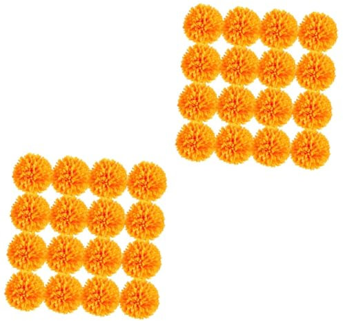 Cabilock 2 Sätze Simulation Tischkonfetti Gefälschte Chrysantheme Künstliche Blumen Für Kunsthandwerk Verzierung Simulation Chrysantheme Künstliche Köpfe Seidenstoff Orange 50 Stück * 2