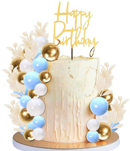 Torten Deko Kugeln, 50 PCS Kugel Cake Topper, Kuchen Dekoration Kugel, Boho Tortendeko Kugeln, Ball Kuchen Dekoration, Cake Topper Geburtstag für Hochzeiten, Feste, Babypartys (Blau)