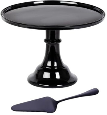 Soporte Giratorio para Tartas y Pasteles 32 cm – Base para Decoración y Presentación – Mesa Giratoria con Espátula de Metal Negro y Accesorios de Repostería – Diseño Estable y Resistente (Negro)