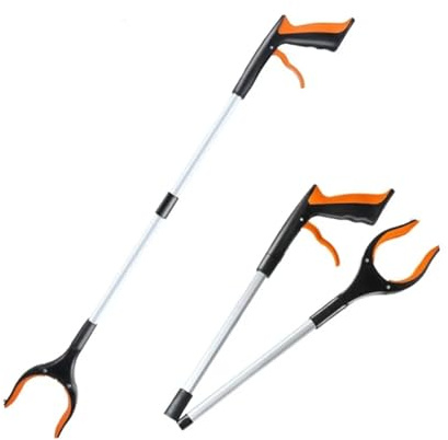 Greifen und Greifen Werkzeuge 2 stücke Faltbare Greifer Extender Hand Werkzeuge Tragbare Müll Grabber Pick Up Werkzeuge Haushalt Reinigung Hygiene Zange Hygiene Werkzeuge Für tägliche Aufgaben(Orange(