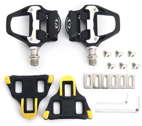 Topiky Fahrradpedale mit -SL System, R21 Self Locking Clipless Fahrradpedale mit Cleats Set, sl pd-rs500 Pedal, Aluminiumlegierung, 9x10CM Rennradpedale, Cleats und Montagematerial
