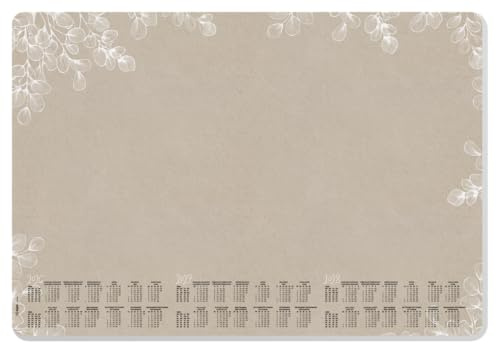 SIGEL H6316 Sous-main en papier, calendriers sur 3 ans et semainier, design natural eucalyptus, A2 (59.5 x 41 cm), brun/blanc/noir, 30 feuilles
