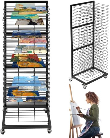 Zertylre Bild Trockengestell, 24 abnehmbare Fächer, abnehmbare Wand montiert kleine Kunstwerk Trockengestell für Kunst Zimmer, Kunst Training Organizer Portable