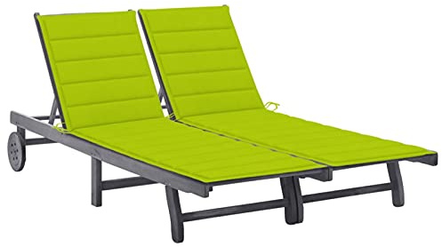 Snsowed 2-Personen-Sonnenliege mit Auflage Grau Akazie Massivholz, Gartenliege, Liegestuhl, Sonnenstuhl, Sonneninsel Outdoor, Liegen, Gartenmöbel, Bäderliege, Relaxliege - 3061400