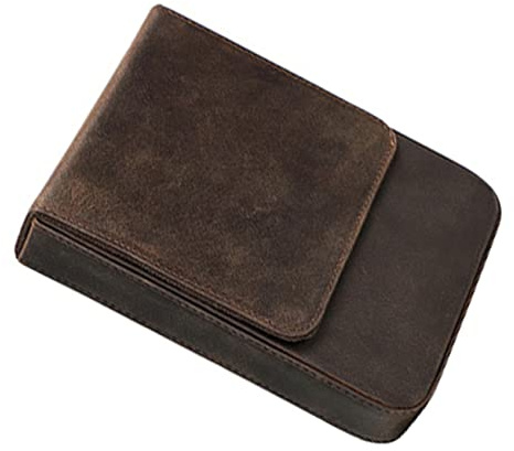 Homoyoyo Elegante Leder Stiftbox für 6 Stifte mit Magnetverschluss und Schublade Kompakt für Unterwegs Geschenkbox für Erwachsene