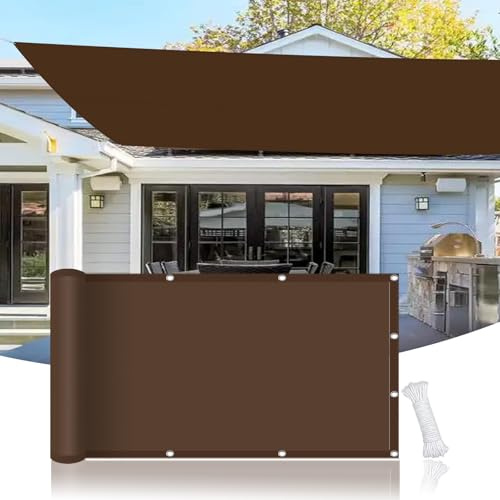 Vela Ombreggiante 100 x 370 cm Impermeabile, Protezione Raggi Uv, Rete Ombreggiante con Occhielli per Pergola Piante da Patio Serra, Marrone