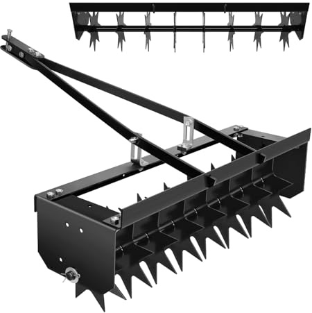 45 3-Second Hooked Tow Aerator - 400 lbs Capacity Aerators with Galvanized Steel Spikes and Weighted Tray, Rolling Soil Aerators for Tractor/Mower, Farm and Golf Course