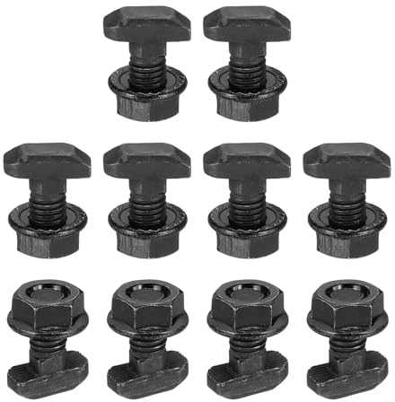PATIKIL 10 Satz Kohlenstoffstahl Hammerkopfschrauben M8 x 16mm mit Sechskantmutter M8, Drop-in Hammerkopf Gewindeschrauben mit Sechskant Muttern für Serie-40 Alu Extrusionsprofil, Schwarz
