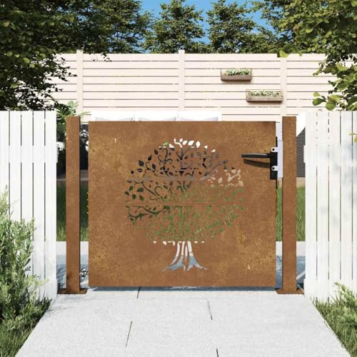 Générique Portail de Jardin 105x80 cm Acier corten Conception de l'arbre,Quincaillerie,Clôtures & barrières,Portillons,Brun,12.75 KG,153214