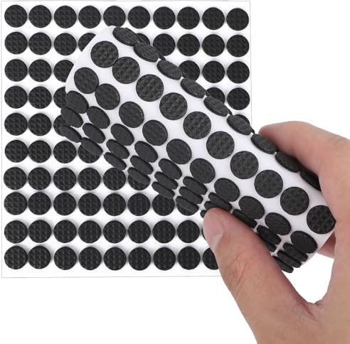 300pcs Mini Foam Felt Pads, 1cm/0.39in Diameter Circle Small Furniture Tiny Thin Felt Pads Self Stick Furniture Bumpers Mats Dots for Tables Drawers Cabinets Doors and Windows (Black)