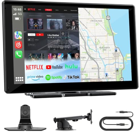 Accfly Schermo da 9 pollici Smart In-Car Entertainment Car Play con Netflix/YouTube/TikTok integrato, tablet HD per auto wireless CarPlay e Android Auto, telecamera inversa HD, navigazione, controllo