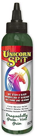 UNICORN SPiT Gel, Stain, Paint & Glaze 118ml 14 Colours + 6 Sparkling (Green), Dragon's Belly
