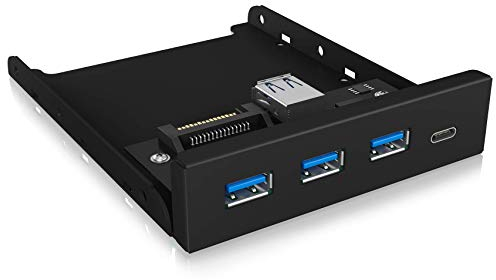 ICY BOX 60432 USB 3 Frontpanel, 1x USB-C, 3x USB-A, 3,5 Zoll intern, Metall, schwarz