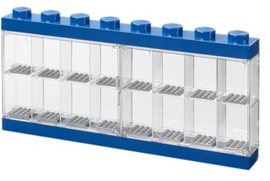 LEGO Minifigure Display Case 16 Blue, Stackable Container for Wall or Desk, Space for 8 Minifigures, Home Office Display Cabinets LEGO storage