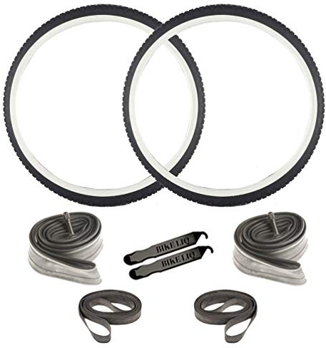 Sunlite Cruiser 80 OEM 26 x 2.125 Wire Bead Bike Tire Street Durable Town Tube Rim Strip Lever Bundle (White Wall)