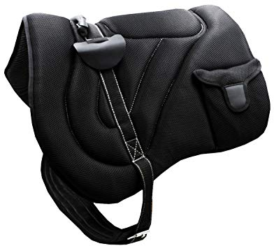 AMKA Bareback Pad Reitpad Alamiee mit Zwei Taschen und Sattelgurt, weich und komfortabel, schwarz