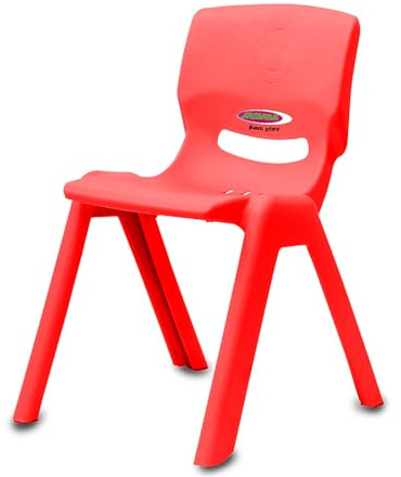 JAMARA 460581 Kinderstuhl Smiley - bis 100 KG belastbar, Kinderstuhl Indoor-/Outdoor geeignet, Schreibtischstuhl Kinder Stuhl, Kinder Gartenstuhl, Stapelbar, Kippsicher, Rot