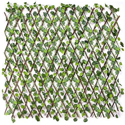Siepe Artificiale Traliccio Legno Naturale Salice Estensibile Foglie Edera Finte 2 Misure Disponibili mod.EDERA SINTETICA 60x130