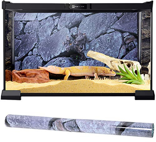 Pssopp Self-adhesive Aquarium Background for Fish Tank, Reptile Terrarium Background, Underwater Rock Stone PVC Wall Sticker (76 x 46cm)