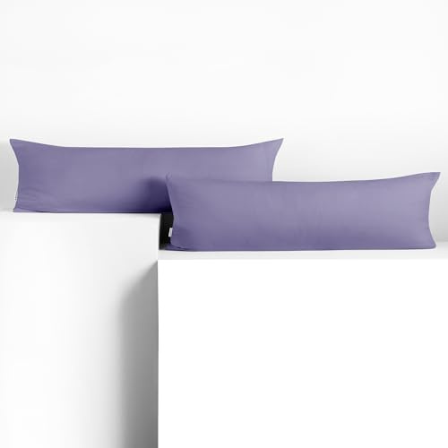 DecoKing 2 Kissenbezüge 40x145 cm Jersey 100% gekämmte Baumwolle Amber | Reißverschluss Lavendel