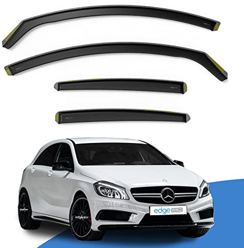 EdgeVisors Wind Deflectors | Fits: Mercedes A-Class W176 (2012-2018) 5 Door Hatchback 4pc Set | In-Channel Rain Guards for Wind, Rain & Sun Protection, Easy Installation - Tinted
