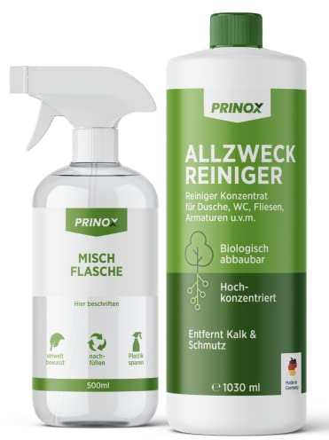 PRINOX® Allzweckreiniger Konzentrat inkl. Mischflasche - Ergibt bis zu 30L Reinigungsmittel (2x 1030 ml)