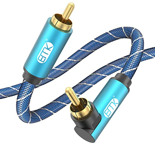 EMK Winkel Cinch Kabel Subwooferkabel 90 Grad Koaxial Audiokabel Rechtwinklig Digitales RCA Audio COAX kabel für TV, DVD, Lautsprecher, Soundbar (2 meter)