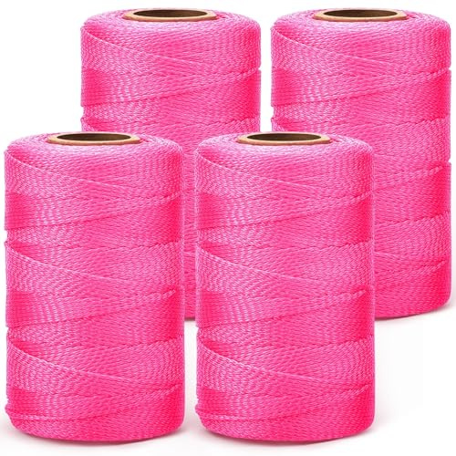 4 Rollen Mason Line Schnur, 150 m geflochtene Nylonschnur, Köderschnur, Konstruktionsschnur, geflochtene Mauerwerkschnur, Mauerwerk-Schnur, Basteln, Gartenarbeit (fluoreszierendes Pink)