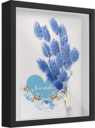 Cadre de Boîte D'Ombre, 22 x 27 cm Cadre Photo 3D à Remplir, Cadre D'Objet en Bois, Cadre 3D Profond Bois pour Médailles Fleurs Souvenirs Photos Billets Painting Carte Postale (Noir 3CM)