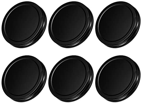 sourcing map Mason Jar Lids, 86mm/3.39 Wide Mouth Tin Plate Caps Leak Proof for Canning Jars Kitchen Storage, (Black 6Pcs)