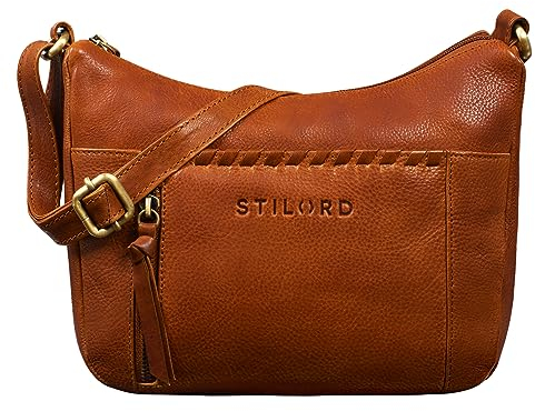 STILORD 'Nia' Damen Umhängetasche Klein Leder Handtasche Frauen zum Umhängen Vintage Kleine Geflochtene Lederhandtasche Lady Elegant Abendtasche Hand Tasche Echtleder, Farbe:texas - braun