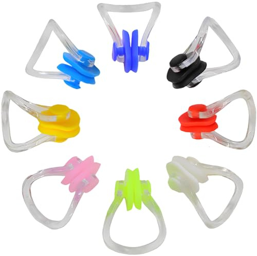 XFentech Nasenklammer zum Schwimmen - 8 Stück Wasserdichter Silikon Nasenclip Schwimmen für Erwachsene, Anfänger (Zufällige Farbe)