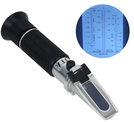 NANBEI 4-in-1 Antifreeze Coolant Refractometer,（Copper ）CNC Machine coolant Refractometer for Diesel Exhaust Fluid,Automobile Antifreeze System, Battery Acid and Windshield Washer Fluid