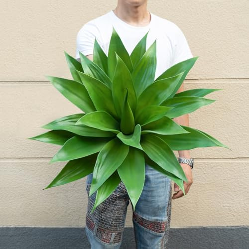 Ttranewsoo Artificial Agave Plants,Large UV Resistant Fake Agave Planters for Indoor and Outdoor Decorating Artificial Plants for Outdoors Fake Plants(1Pack, 28)