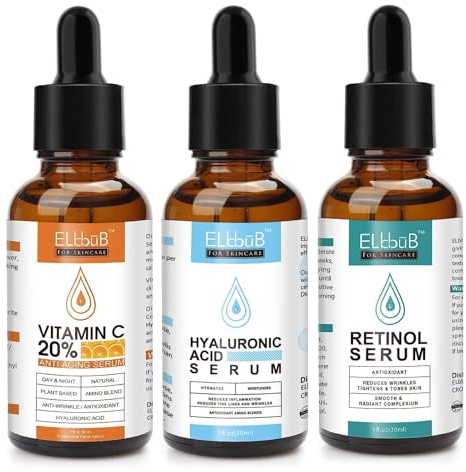 P-Beauty Anti-Aging Serum SET - 3x30ml für Gesicht | Vitamin C, Hyaluronsäure, Retinol | hautaufhellend & feuchtigkeitsspendend | Gesichtspflege | Anti-Falten Serum 3er Set