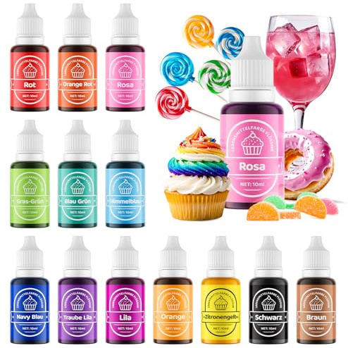 Wwtop Lebensmittelfarbe 14 Farben x 10ml, Lebensmittelfarbe Flüssig Set zum Tortendeko Backen, Hochkonzentrierte Lebensmittel Farben Food Coloring für Fondant,Cupcake,Macarons,Ostereier Speisefarbe