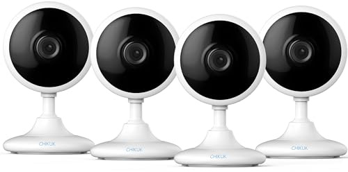 CHIKUK 2K Home Security Cameras, Indoor Camera for Dog/Pet/Elder/Baby Monitor, Smart Phone App Siren, 2-Way Audio, Advanced Motion Detection Night Vision, 4pcs，SD/Cloud Storage, Alexa Compatible