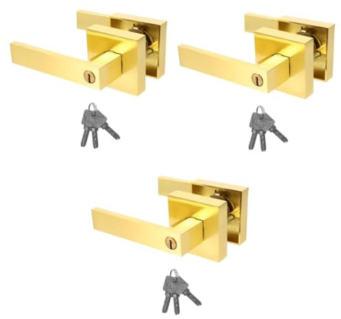 UKCOCO 3ensembles Poignée De Porte Avec Serrure De Confidentialité Pour Chambres Kit De Verrouillage Intérieur Design Moderne Et Robuste Facile à Installer