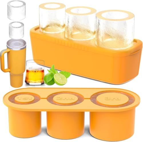 Compatibles con el molde de hielo Stanley Cup, molde de hielo de silicona con tapa y contenedor, bandeja de cubitos de hielo de 3 compartimentos, cubitos de hielo para vasos de 40 Oz, bebidas, cerveza