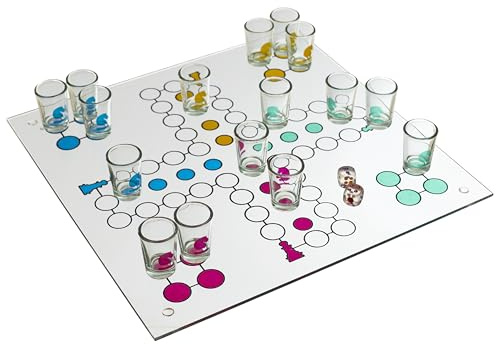 MISTER GADGET Jeu à Boire Petits Chevaux en Verre Coloré Multicolore